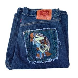 RMC jeans Martin Ksohoh Red Monkey Company Japanese embroidery shorts
